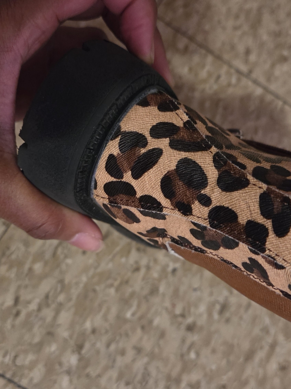 Leopard Print Ankle Bootie - Brown/Black With Headband